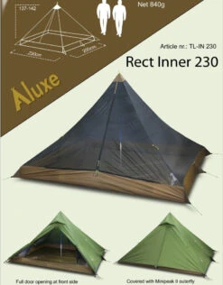 Luxe Outdoor Rect Inner 230 -Randonnée Camping Magasin chambre luxe outdoor rect inner 230 mini peak 03 1