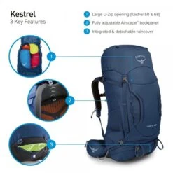 Osprey Kestrel 68 -Randonnée Camping Magasin sac a dos osprey kestrel 68 12