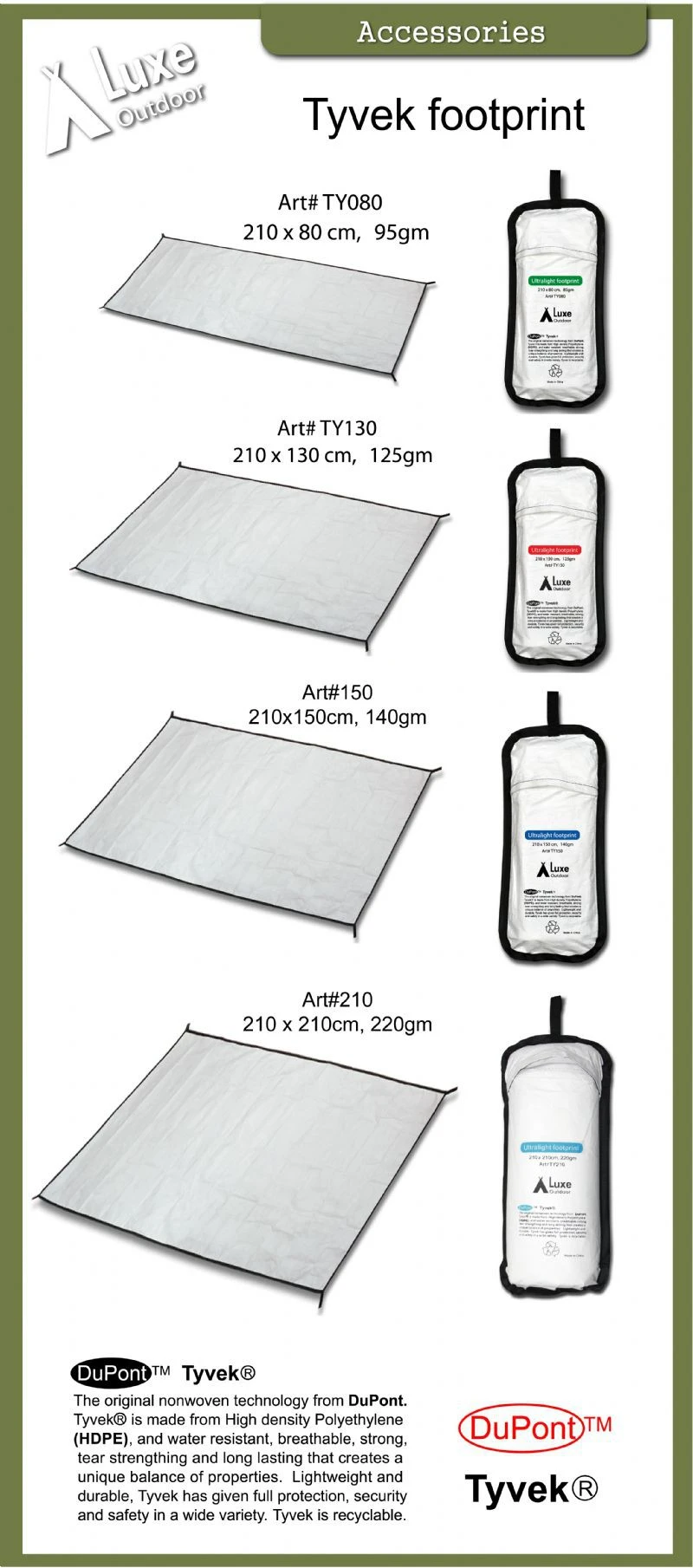 Luxe Outdoor Tyvek Ultralight Footprint 210 X 130 Cm 2 Luxe Outdoor Tyvek Ultralight Footprint 210 X 130 Cm – Image 2